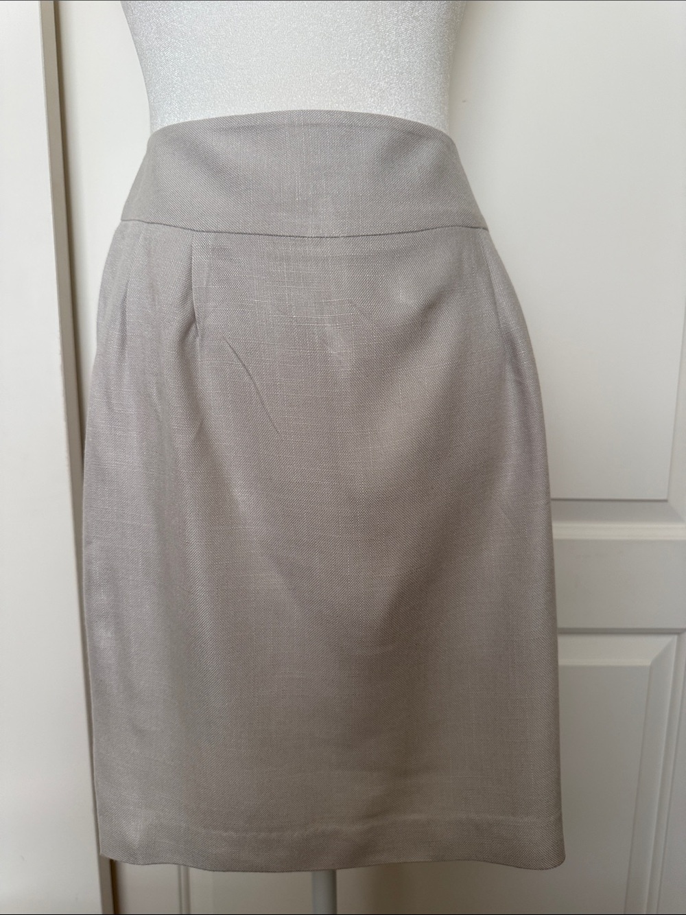 Sleek Viscoses High-Waist Midi Skirt in Light Gray Lining Size 4